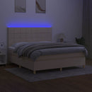 vidaXL krémszínű szövet rugós és LED-es ágy matraccal 160x200 cm