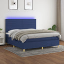 vidaXL kék szövet rugós és LED-es ágy matraccal 160x200 cm