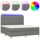 vidaXL sötétszürke szövet rugós és LED-es ágy matraccal 180 x 200 cm