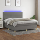 vidaXL sötétszürke szövet rugós és LED-es ágy matraccal 180 x 200 cm