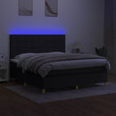 vidaXL fekete szövet rugós és LED-es ágy matraccal 180 x 200 cm