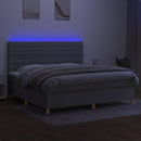 vidaXL világosszürke szövet rugós és LED-es ágy matraccal 200x200 cm
