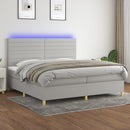 vidaXL világosszürke szövet rugós és LED-es ágy matraccal 200x200 cm