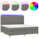 vidaXL sötétszürke szövet rugós és LED-es ágy matraccal 200x200 cm