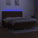 vidaXL barna szövet rugós és LED-es ágy matraccal 200x200 cm