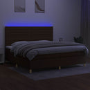 vidaXL barna szövet rugós és LED-es ágy matraccal 200x200 cm