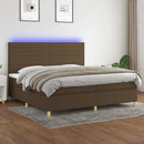 vidaXL barna szövet rugós és LED-es ágy matraccal 200x200 cm
