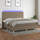 vidaXL tópszínű szövet rugós és LED-es ágy matraccal 200 x 200 cm