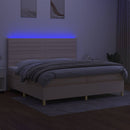 vidaXL krémszínű szövet rugós és LED-es ágy matraccal 200 x 200 cm