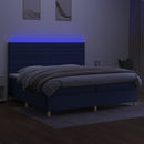 vidaXL kék szövet rugós és LED-es ágy matraccal 200 x 200 cm