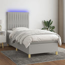 vidaXL világosszürke szövet rugós és LED-es ágy matraccal 80 x 200 cm