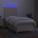 vidaXL krémszínű szövet rugós és LED-es ágy matraccal 80 x 200 cm
