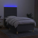 vidaXL sötétszürke szövet rugós és LED-es ágy matraccal 90x190 cm