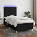 vidaXL fekete szövet rugós és LED-es ágy matraccal 90x190 cm