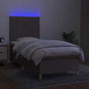vidaXL tópszínű szövet rugós és LED-es ágy matraccal 90x190 cm