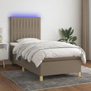 vidaXL tópszínű szövet rugós és LED-es ágy matraccal 90x190 cm