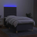 vidaXL sötétszürke szövet rugós és LED-es ágy matraccal 90x200 cm