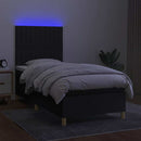 vidaXL fekete szövet rugós és LED-es ágy matraccal 90x200 cm