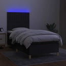 vidaXL fekete szövet rugós és LED-es ágy matraccal 100x200 cm