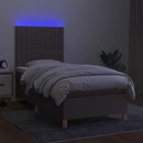 vidaXL tópszínű szövet rugós és LED-es ágy matraccal 100x200 cm
