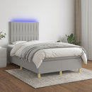vidaXL világosszürke szövet rugós és LED-es ágy matraccal 120 x 200 cm