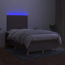 vidaXL tópszínű szövet rugós és LED-es ágy matraccal 120 x 200 cm