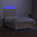 vidaXL krémszínű szövet rugós és LED-es ágy matraccal 120 x 200 cm