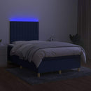 vidaXL kék szövet rugós és LED-es ágy matraccal 120 x 200 cm