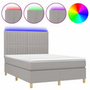 vidaXL sötétszürke szövet rugós és LED-es ágy matraccal 140x190 cm