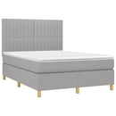 vidaXL sötétszürke szövet rugós és LED-es ágy matraccal 140x190 cm