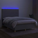 vidaXL sötétszürke szövet rugós és LED-es ágy matraccal 140x190 cm