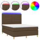 vidaXL barna szövet rugós és LED-es ágy matraccal 140x190 cm