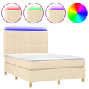 vidaXL krémszínű szövet rugós és LED-es ágy matraccal 140x190cm