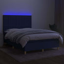 vidaXL kék szövet rugós és LED-es ágy matraccal 140x190 cm