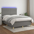 vidaXL sötétszürke szövet rugós és LED-es ágy matraccal 140x200 cm