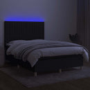 vidaXL fekete szövet rugós és LED-es ágy matraccal 140x200 cm