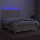 vidaXL krémszínű szövet rugós és LED-es ágy matraccal 140x200 cm