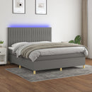 vidaXL sötétszürke szövet rugós és LED-es ágy matraccal 160x200 cm