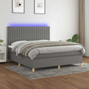 vidaXL sötétszürke szövet rugós és LED-es ágy matraccal 160x200 cm