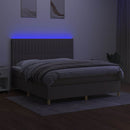 vidaXL tópszínű szövet rugós és LED-es ágy matraccal 160x200 cm
