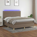 vidaXL tópszínű szövet rugós és LED-es ágy matraccal 160x200 cm