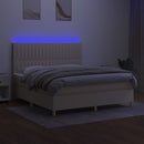 vidaXL krémszínű szövet rugós és LED-es ágy matraccal 160x200 cm
