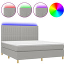 vidaXL világosszürke szövet rugós és LED-es ágy matraccal 160x200 cm