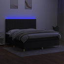 vidaXL fekete szövet rugós és LED-es ágy matraccal 180 x 200 cm
