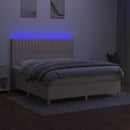 vidaXL krémszínű szövet rugós és LED-es ágy matraccal 180 x 200 cm