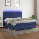 vidaXL kék szövet rugós és LED-es ágy matraccal 180 x 200 cm