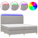 vidaXL világosszürke szövet rugós és LED-es ágy matraccal 200x200 cm