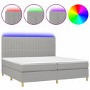 vidaXL világosszürke szövet rugós és LED-es ágy matraccal 200x200 cm