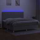 vidaXL világosszürke szövet rugós és LED-es ágy matraccal 200x200 cm