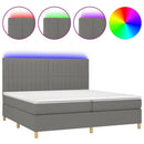 vidaXL sötétszürke szövet rugós és LED-es ágy matraccal 200x200 cm